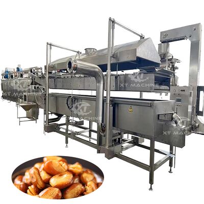 Dobra cena. Industrial Continuous Fryer Machine PLC Control 304 Stainless Steel Food Fryer for Peanuts Beans Fish Full-Auto Frying Machine w Internecie