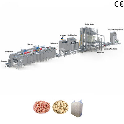 Dobra cena. Linia produkcyjna SS304 do pieczenia orzeszków ziemnych i ich wybielania z PLC dla zakładów przetwarzających orzechy w Internecie