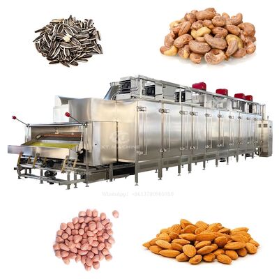 Dobra cena. Ciągły piec na orzeszki z sterowaniem PLC ze stali nierdzewnej klasy spożywczej i 2000 kg/h Pojemność do produkcji solanego orzeszka ziemnego w Internecie