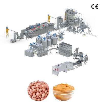 300-5000 kg/h Duże wydajności Linia do produkcji masła orzechowego / pasty z nerkowców / dżemu migdałowego z młynkiem i opiekaczem / blanszownikiem
